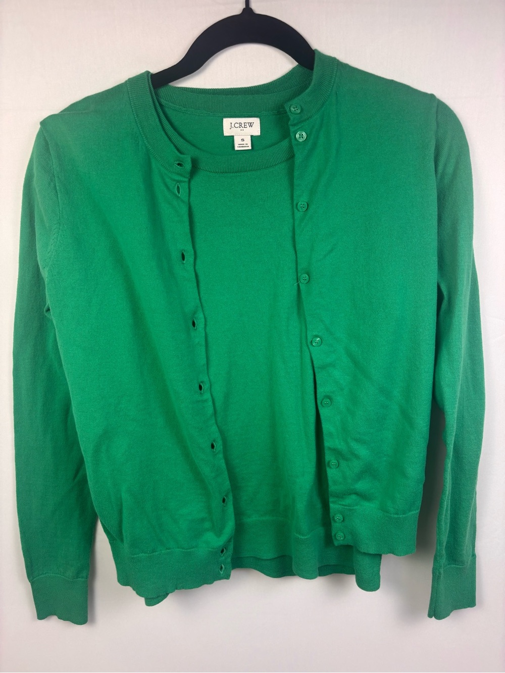J.Crew Kelly Green Cardigan Sweater Twinset Matching Shell Small